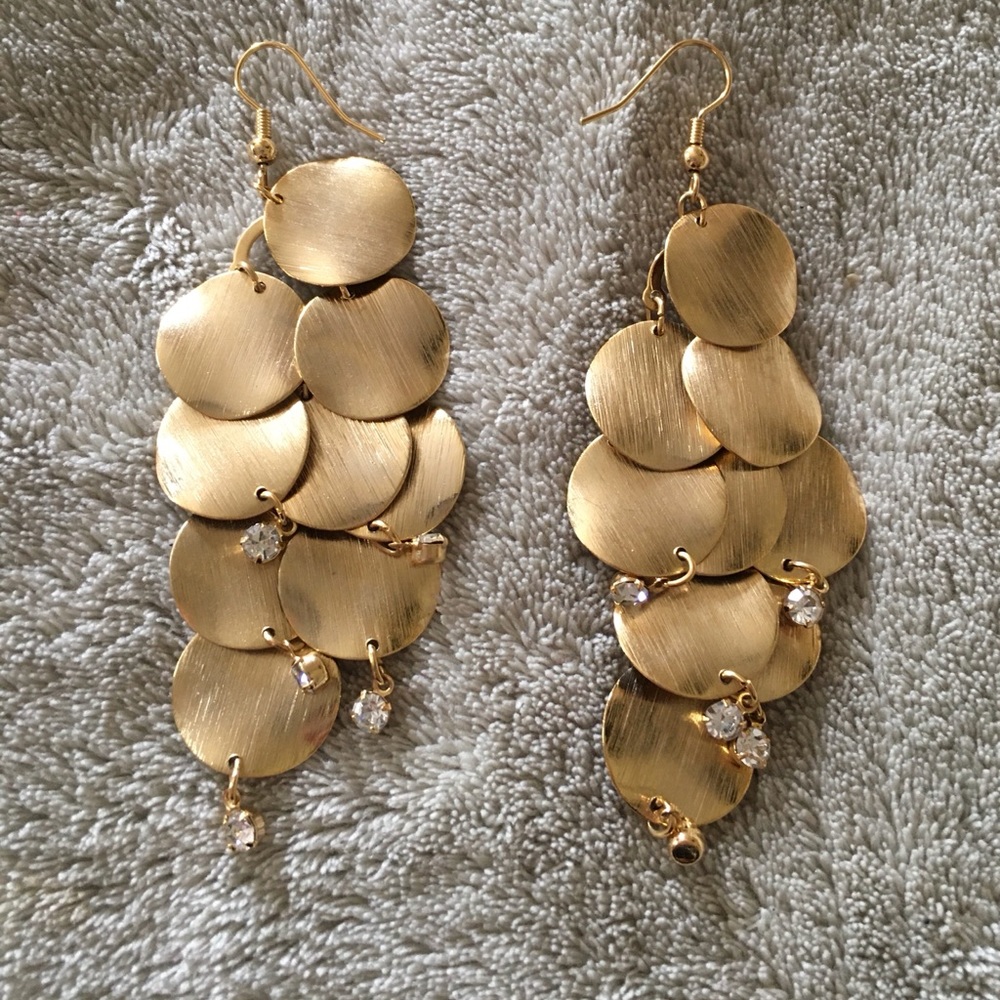 NEW Gold Layered Earrings w/diamond inspired cz's